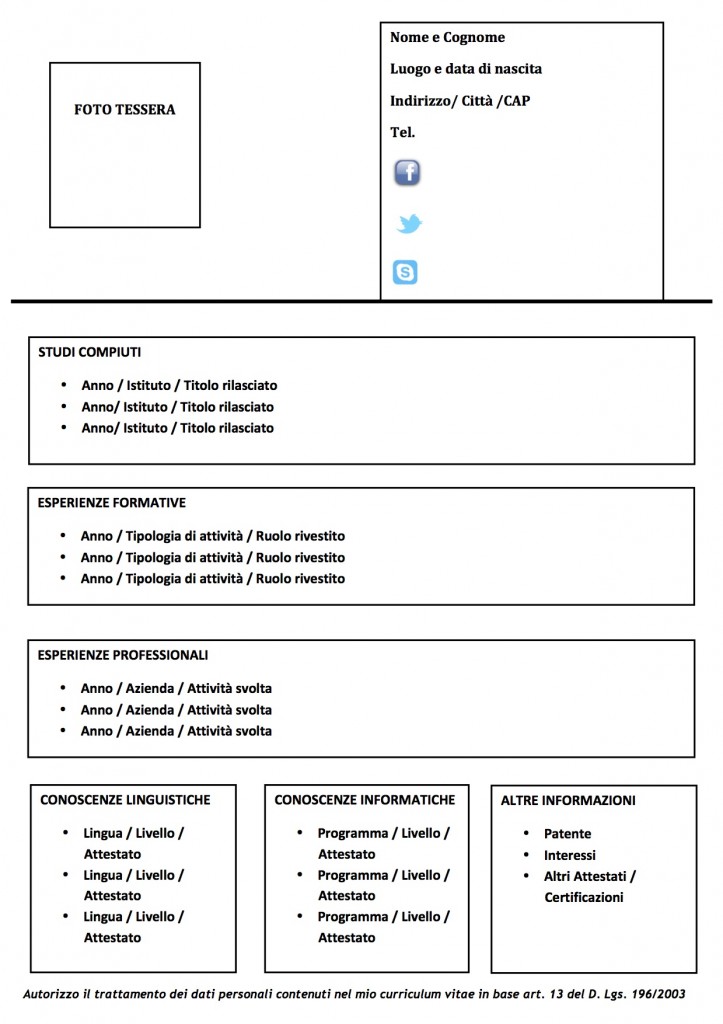 Curriculum Vitae - Modello 05 : Modello Curriculum